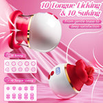 5-in-1 Rose Vibrator with LCD – Sucking, Licking & Vibration for Clit, Nipple & Anal