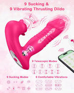 Upgraded Rose Sucking & Thrusting Vibrator with 9 Modes, G-Spot & Clit Stimulator
