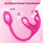 3-in-1 Rabbit Vibrator with App Remote Control, 6x6x6 Modes, G-Spot & Anal Stimulator