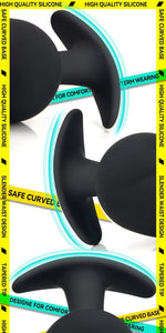 Silicone Anal Plug for Comfortable Long-Term Wear, Curved Base, 5.35"x2.16"