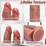 Realistic Double-Ended Dildo with Suction Cup for Hands-Free Vaginal & Anal Play