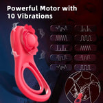App-Controlled Vibrating Cock Ring for Couples, 10 Vibration Modes, Clitoral & Penis Sleeve