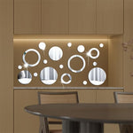 18 Pieces Mirror Wall Stickers Removable Acrylic Adhesive Round Circle Silver Tiles Decals for Home