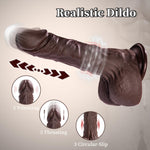 Realistic Thrusting Dildo – Black Silicone Vibrator with Suction Cup & Remote