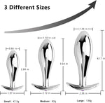 3PC Metal Anal Plug Set with Diamond Accents, Prostate Massager for Couples