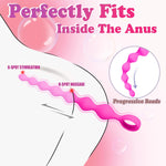 8.2-Inch Silicone Anal Beads Butt Plug with Pull Ring, G-Spot Stimulator (Pink)
