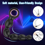 Vibrating Anal Beads with Pull Ring, Dual Motor Silicone Plug with 10 Modes