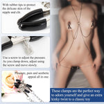 Adjustable Nipple & Clit Clamps with Chain β BDSM Body Jewelry for Women (Silver)