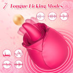 2-in-1 Rose Vibrator – Licking & Suction Stimulator for Clitoral & Nipple Pleasure
