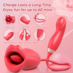 4-in-1 Rose G-Spot Vibrator for Women, 10 Tongue Licking & Finger Vibrations