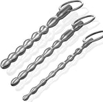 3-Piece Stainless Steel Urethral Sound Set with Bumpy Penis Plug and Ring