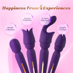 4-in-1 Wand Vibrator Kit – Ultra-Quiet Toy with 3 Attachments & 10 Modes