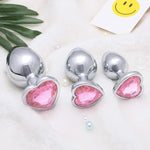 3-Piece Luxury Heart Jewelry Design Metal Butt Plug Set (Pink)