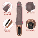 9.8" Thrusting Dildo with LED Display, 9 Vibration & Thrusting Modes, Silicone