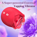2-in-1 Flapping Rose Vibrator for Women, 9 Tapping & Sucking G-Spot & Clitoral Stimulator