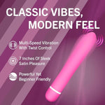 Rose Luxuriate Adult Sex Toy - 5.75 Inch X 1 Inch Elegant Satin Smooth Powerful Wand Vibrator, Multi Speed Clitoral And G Spot Stimulator, Women, Men, Couples - Hot Pink