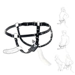 Bdsm Strapon Dildo Harness With Butt Plug – Double Penetration Adjustable Black Leather Dildo Belt For Couples – Fetish Strap Toy For Dominance & Submission Play (32"+Waist)