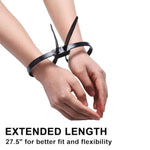50 Pcs Zip Tie Handcuffs, Heavy Duty Double Locking Zip Ties Hand Cuffs Restraint, Police Nylon Flex Cuffs Law Enforcement, 27.5" Long, 250 Lbs Tensile Strength, Black