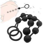 Anal Beads Butt Plugs With 5 Anal Balls Silicone Adult Sex Toys Silky Smooth Anal Chain Prostate G-Spot Stimulator Vaginal Anus Dilator For Men Women (Black M)