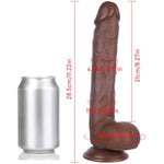 Realistic Long Dildos Feels Like Skin - 11.2 Inch Soft Huge Dildo With Suction Cup For Hands-Free Play - Lifelike Big Penis Adult Sex Toy With Ball For Male Or Female (Brown)