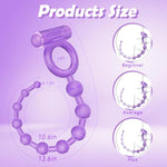 Vibrating Anal Beads Penis Ring Butt Plug With Cock Ring Sex Toys For Couple Pleasure, 10 Vibration Modes Prostate Massager Graduated Design Flexible Bullet G Spot Stimulator Vibrator For Beginners