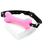 Silicone Bone Open Mouth Gag Oral Mouth Gag Dog Bone Bite Ball Gag Muzzles Roleplay Flirting Lockable Belt Adjustable Bdsm Fetish Slave Restraints Sex Toys (Pink)