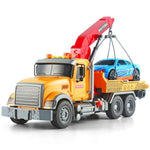 Kids Toys For 3 4 5 6 7 Years Old Boys, 15" Large Tow Truck Toy,Friction Powered Transport Truck Crane Toy With Lights And Sounds,With Roadster,Toddlers Gifts
