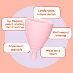 Average Cervix Menstrual Cup | Award Winning Reusable Period Cup Soft Flexible Alternative to Pads & Tampons Sustainable Feminine Hygiene Leak Proof | Holds 29.5ml, 45mm D, 64mm L (Large)