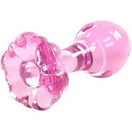 Flower Base Long Neck Small Pink Glass Anal Plug Little Crystal Butt Plug Sex Pleasure Wand Adult Sex Toy For Beginners
