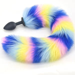 Anal Plug Mixed-Color Fox Tail 15.74-Inch-Long Sexual Anus Tail Black Butt Plug Cosplay Game Sex Toy For Women Men