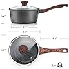 Nonstick Saucepan with Lid, 1.5 Quarts Small Pot with Swiss Granite Coating, Stay-cool Handle, Multipurpose Handy Sauce Pot Small Kitchen Cooking Pot, Induction Comptable, PFOA Free