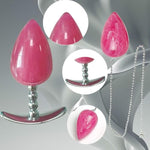 2 Pcs Anal Plug Set Stainless Steel Fetish Bondage Sex Toys Chain Anal Expander With Flared Base For Men Women Prostate Massage (Pink)