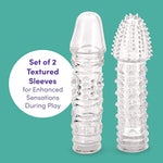 Twin Teasers Textured Male Pleasure Sleeves - Soft Plastic - Pack Of 2