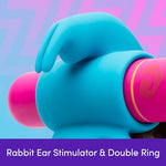 Excite Rabbit Silicone Vibrating Cock Ring for Couples, Blue