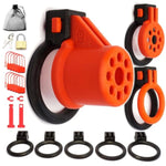 German Modern Design Chastity Devices Belt Men Cock Cages 3 In 1: Revolver-R10, Revolver-R40 & Rodeo, 5 Rings By , 5 Rings, Black-Red