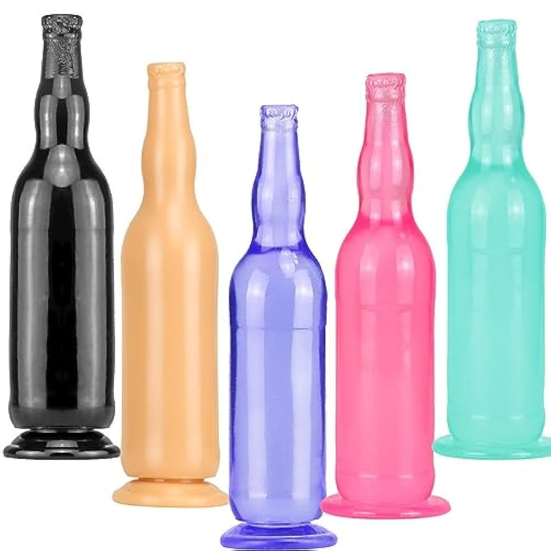 Silicone Sex Toy Anal Plug Realistic Dildo, 12.2 Inch Faux Beer Bottle Silicone Dildo, Striped Layered Design Experience Double Pleasure (Blue)