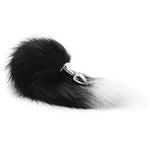 Sexy Fox Tail Cosplay Anal Butt Plug, Faux Fur Tail Stainless Steel Anal But Plug, Adult Games Sm Anal Sex Toys For Begainners Women Men Couples (White With Black)