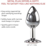 Gem Medium Anal Plug, Metal Butt Plug For Women & Men, Tapered Trainer For Beginners & Advanced, Weighted Aluminum Plug For Temperature Play, Safety Flared Base, Includes Velvet Bag, 2.8"