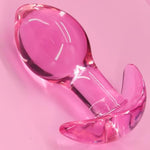 Anal Plug For Comfortable Long-Term Wear Glass Butt Plug With Curved Based & Long Stem Pink Tapered Prostate Massager Sex Toy For Women Men Masturbation