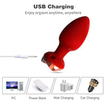 Rose Style Sex Toy Anal Plug Vibrator, Remote Wireless Control Adult Masturbation Anal Plug, Couple Sex Toys (Red)