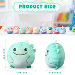 9 Pack Mini Dinosaur Stuffed Animal Bulk 3.2 Inch Round Plush Keychain Toy For Baby Shower Birthday Gift Stuffer Dinosaur Themed Party Decoration