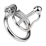 Stainless Steel Chastity Cage Stretcher With Easy Urination Penis Plug, Fully Hollowed Out Concealed Locking Cock Cage Sex Toys For Male Bondage Training Device (L,50Mm)
