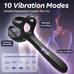 Double Penetration Sex Toys For Couples, 3-In-1 Vibrating Cock Ring With 10 Modes, Anal Toys Anal Dildo Vibrator Butt Plug, Testicles Vaginal Stimulator, Adult Toy, Sex Things For Couples Kinky