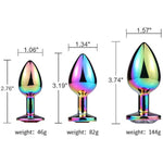 3Pcs Colorful Metal Plated Anal Plug Metal Butt Toys Jewelry Butt Plug Kit