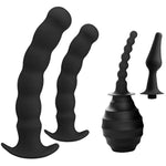 Silicone Anal Plug Trainer Kit & Enema Bulb, Anal Cleaner With 2 Replaceable Nozzles