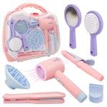 Hair Salon Toys For Girls - Pretend Play Hair Styling Toy Set With Realistic Blow Dryer, Hair Straightener, Kids Beauty Play Set Including Curling Iron, Brushes & Storage Case