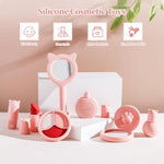 Silicone Makeup Toys Set Beauty Salon Toys For Toddler | Kids Makeup Sets Pretend Play Toys For Girls | Suitable For Princess Christmas Birthday Gifts