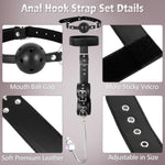 Vibrating Anal Hook Bdsm Sex Bondage Restraints With Ball Gag - Neck To Wrist Behind Back Handcuffs Collar With 3 Balls Anal Trainer, Fetish Kinky Adult Sex Toys For Couple Beginner Sm Game Play