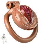 Male Chastity Cage Sissy Chastity Devices With Lock Realistic Clitoris Labia Shaped Bondage Restraints Bdsm Penis Cages Resin Sex Toys For Men And Couples