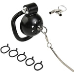 Press Lock Chastity Cage For Men With 5 Cock Rings And Pull Rope, Abs Round Head Chastity Devices With Ventilation Holes Sm Penis Bondage Extreme Sex Toy For Mens (Black)